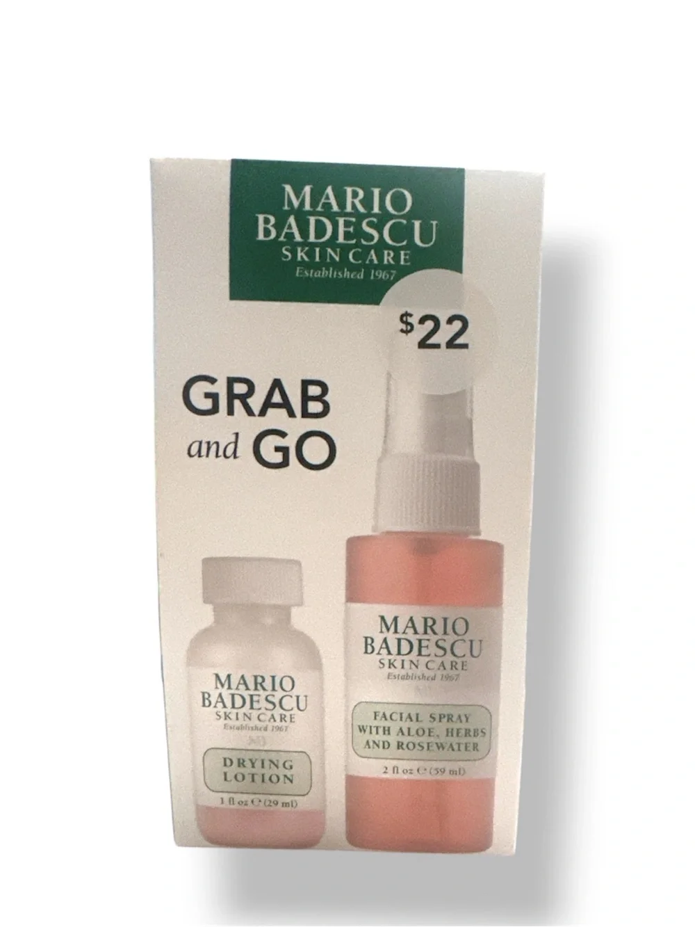 Mario Badescu Grab and Go Skincare Set Facial Spray and Drying Lotion